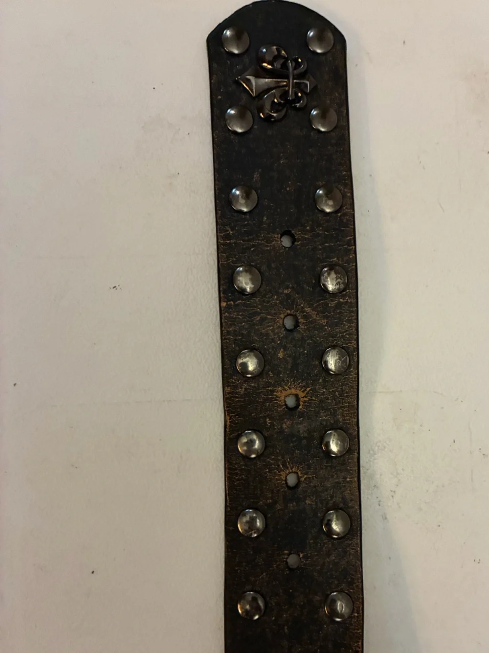 VTG Metropark Studded Fleur De Lis Leather Belt Y2K Goth Grunge Size 36
